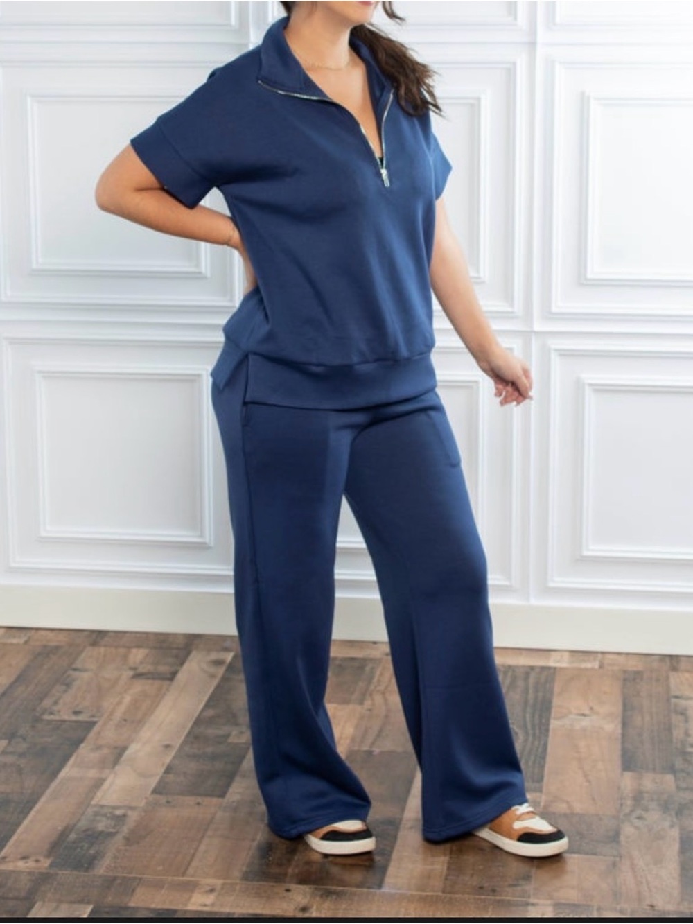 Dear Scarlett Navy Catalina travel Wide-Leg Set Sz 2x - Picture 2 of 5
